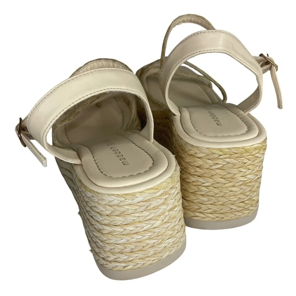 Madden Girl Womens Raffia Wedge Sandals Platform Braided Strappy Tan SF3127 8.5W